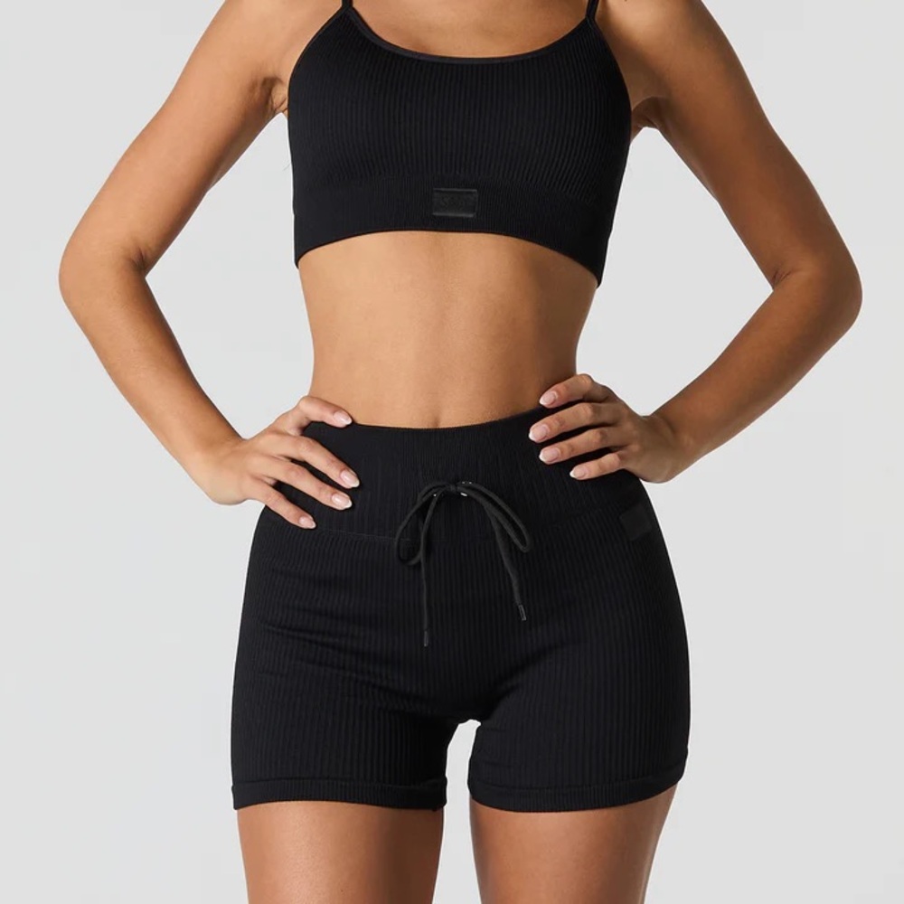 Black Women's Ribbed Shorts